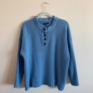 AE Slouchy Henley Buttoned Sweater in Blue